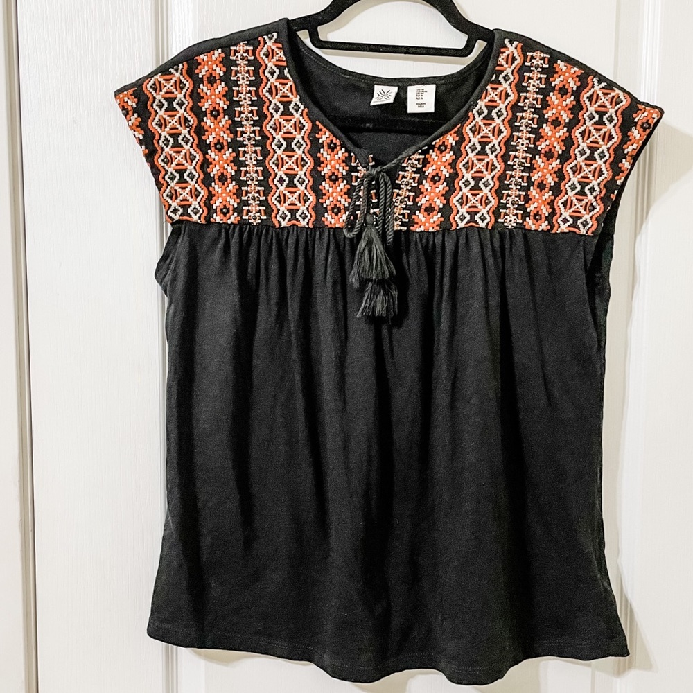 Artisan NY Embroidered and Beaded Blouse Size M